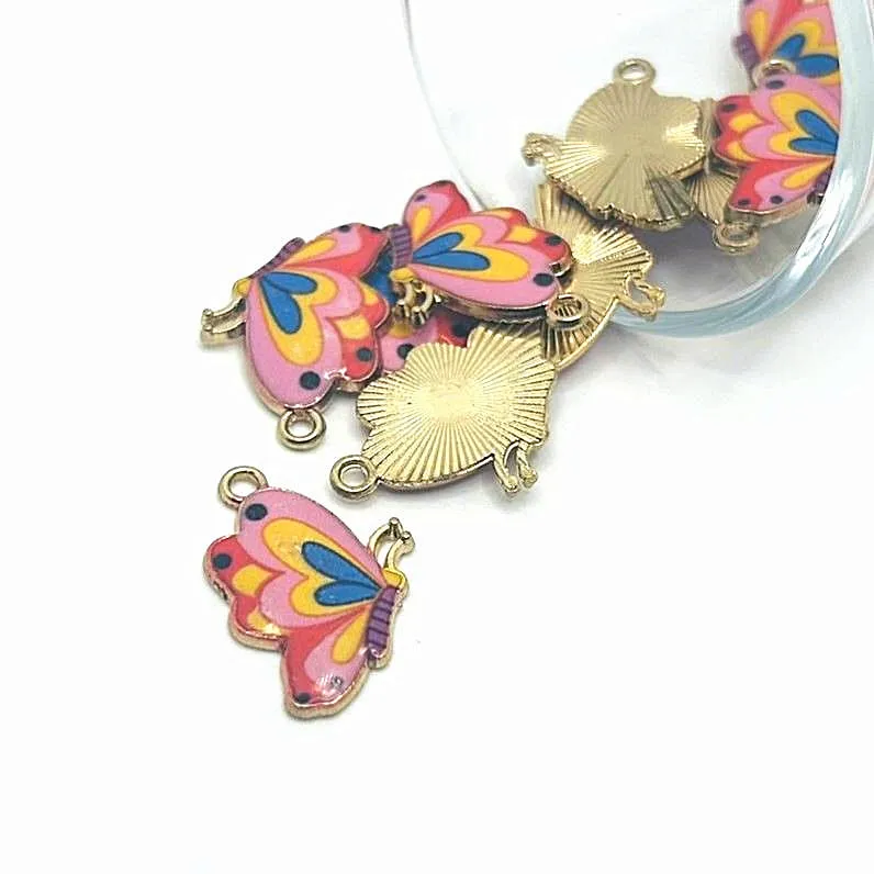 1, 4, 20 or 50 Pieces: Pink and Blue Enamel Butterfly Charms