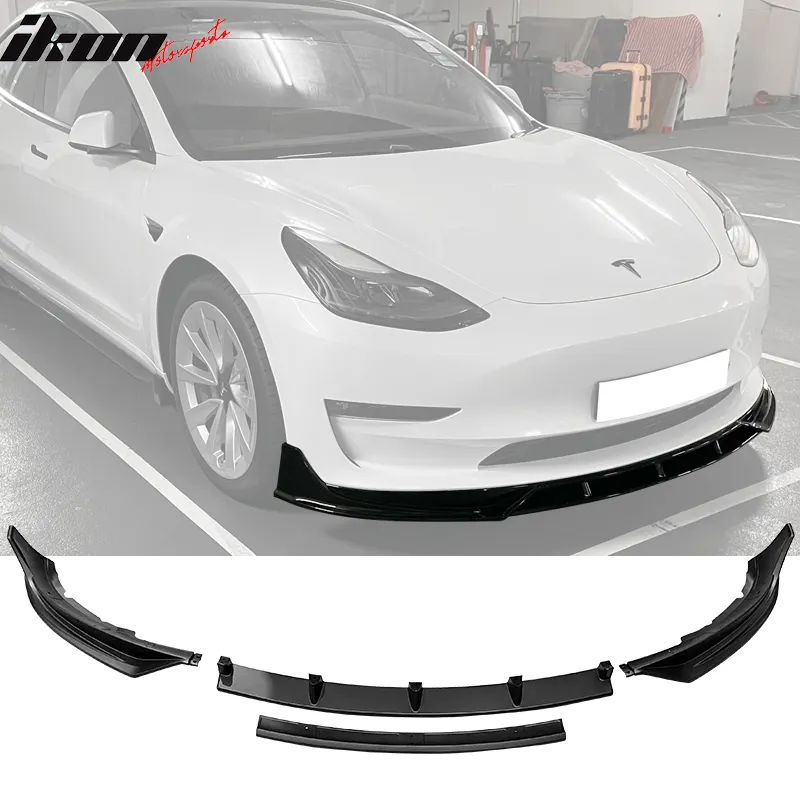 2017-2023 Tesla Model 3 4PC Front Bumper Lip Spoiler