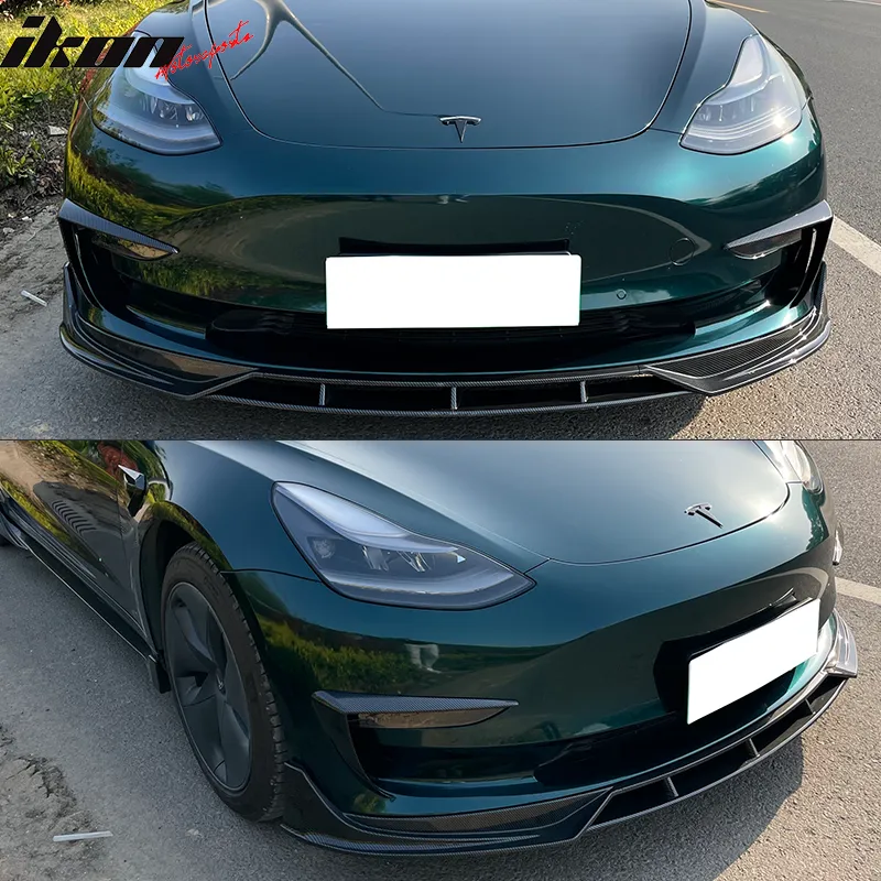 2017-2023 Tesla Model 3 4PC Front Bumper Lip Spoiler