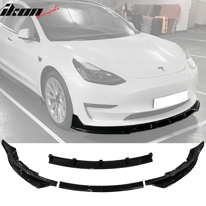 2017-2023 Tesla Model 3 4PC Front Bumper Lip Spoiler