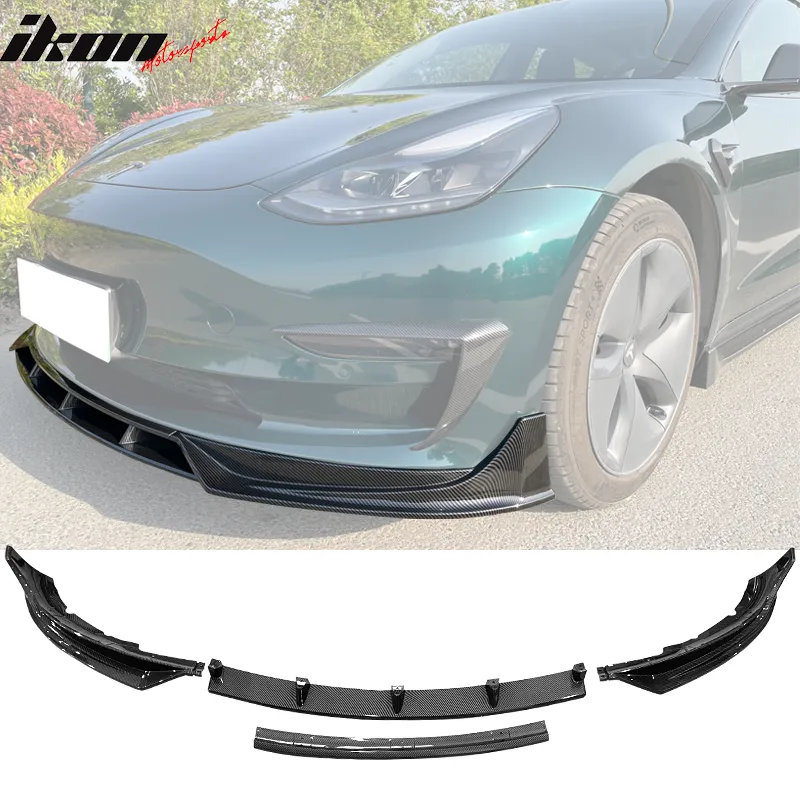 2017-2023 Tesla Model 3 4PC Front Bumper Lip Spoiler