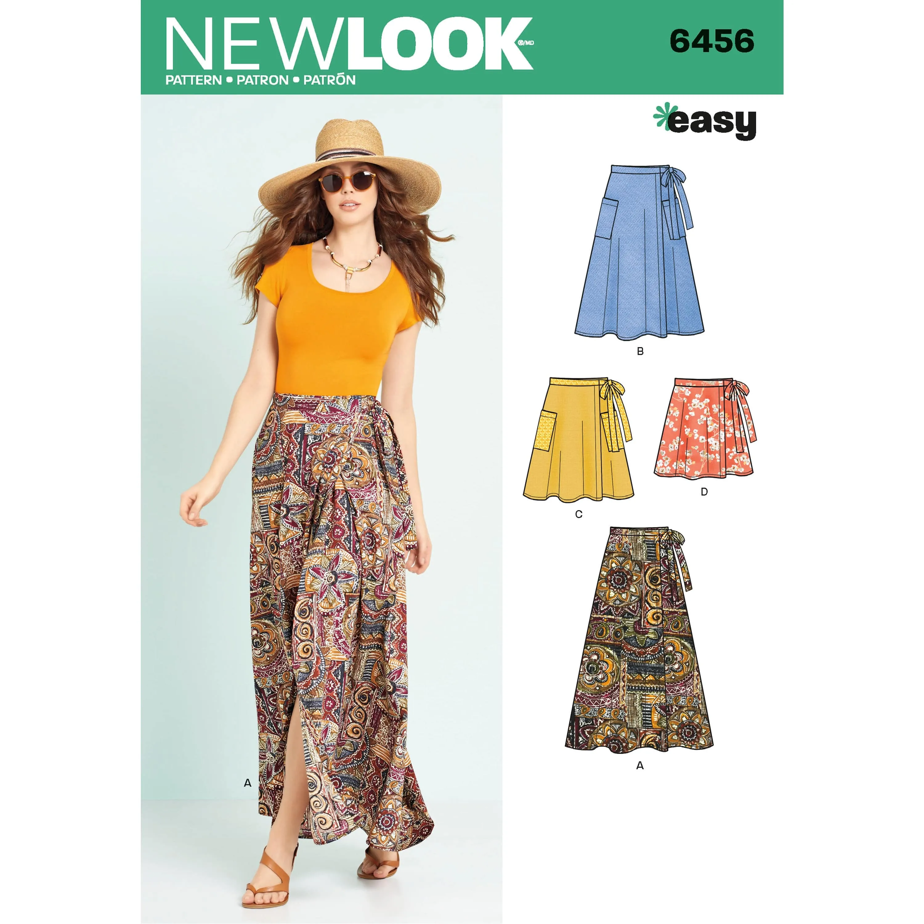 6456 Misses' Easy Wrap Skirts in Four Lengths