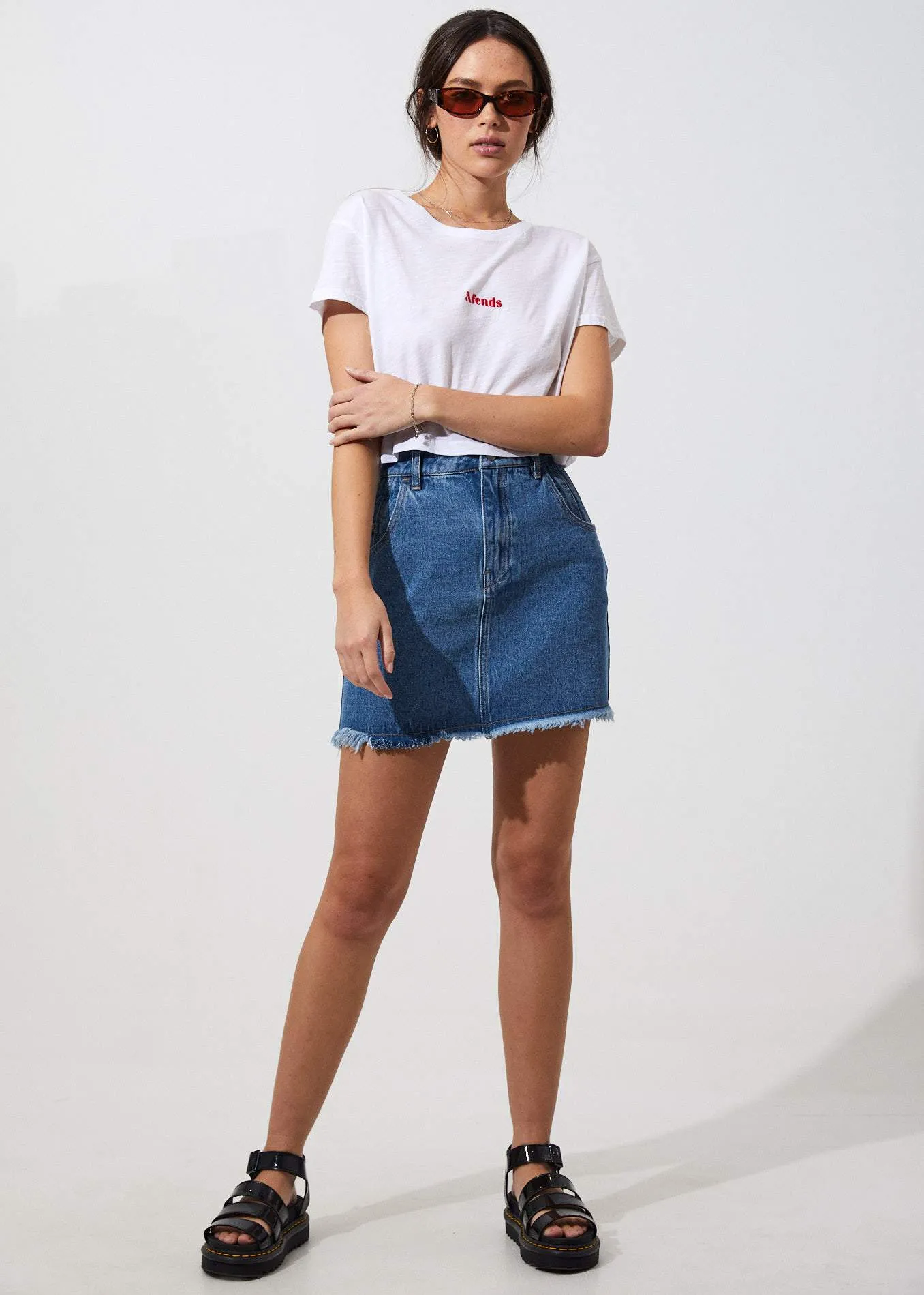 Afends Womens Donna - Wide Neck Cropped Tee - White