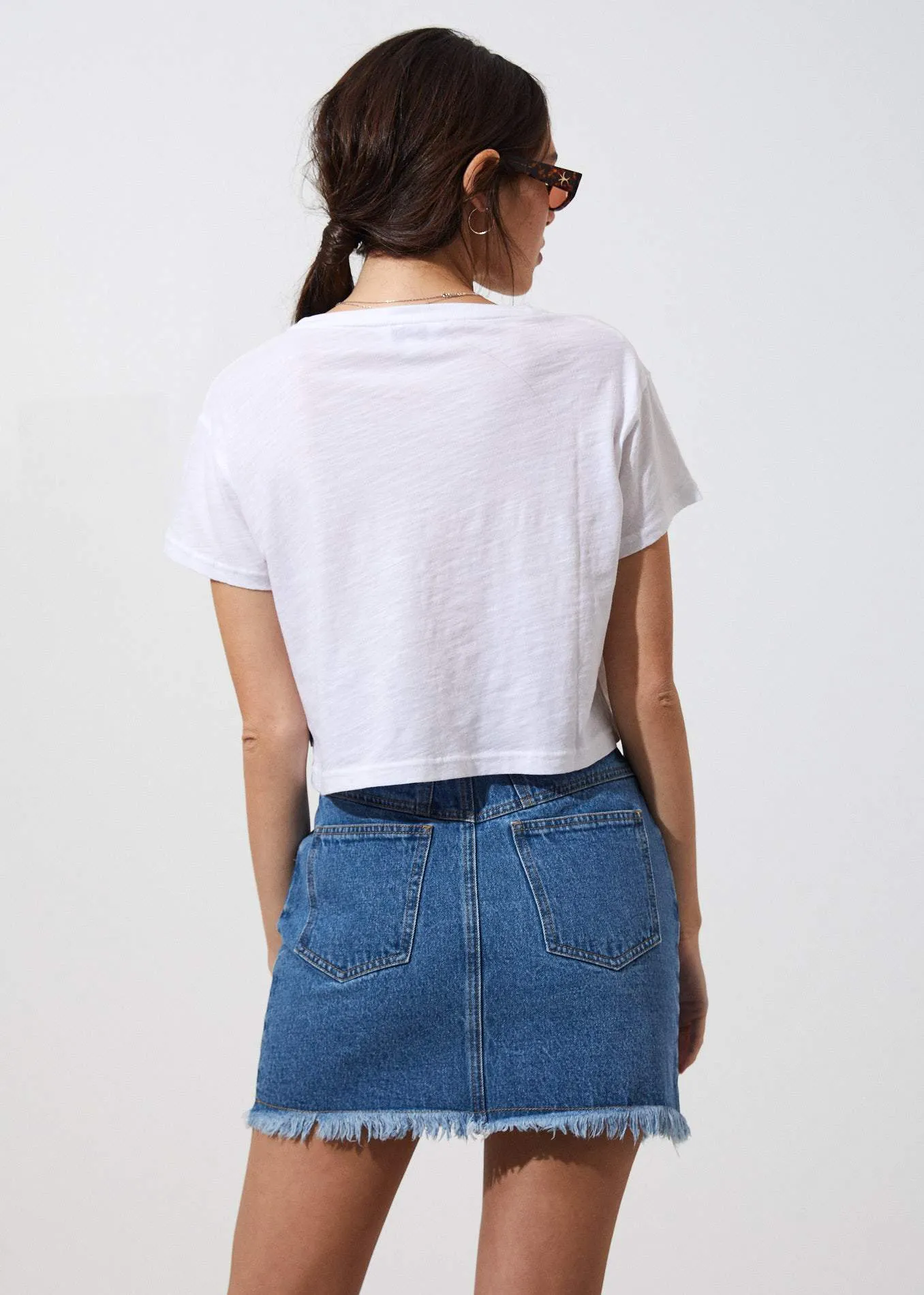 Afends Womens Donna - Wide Neck Cropped Tee - White