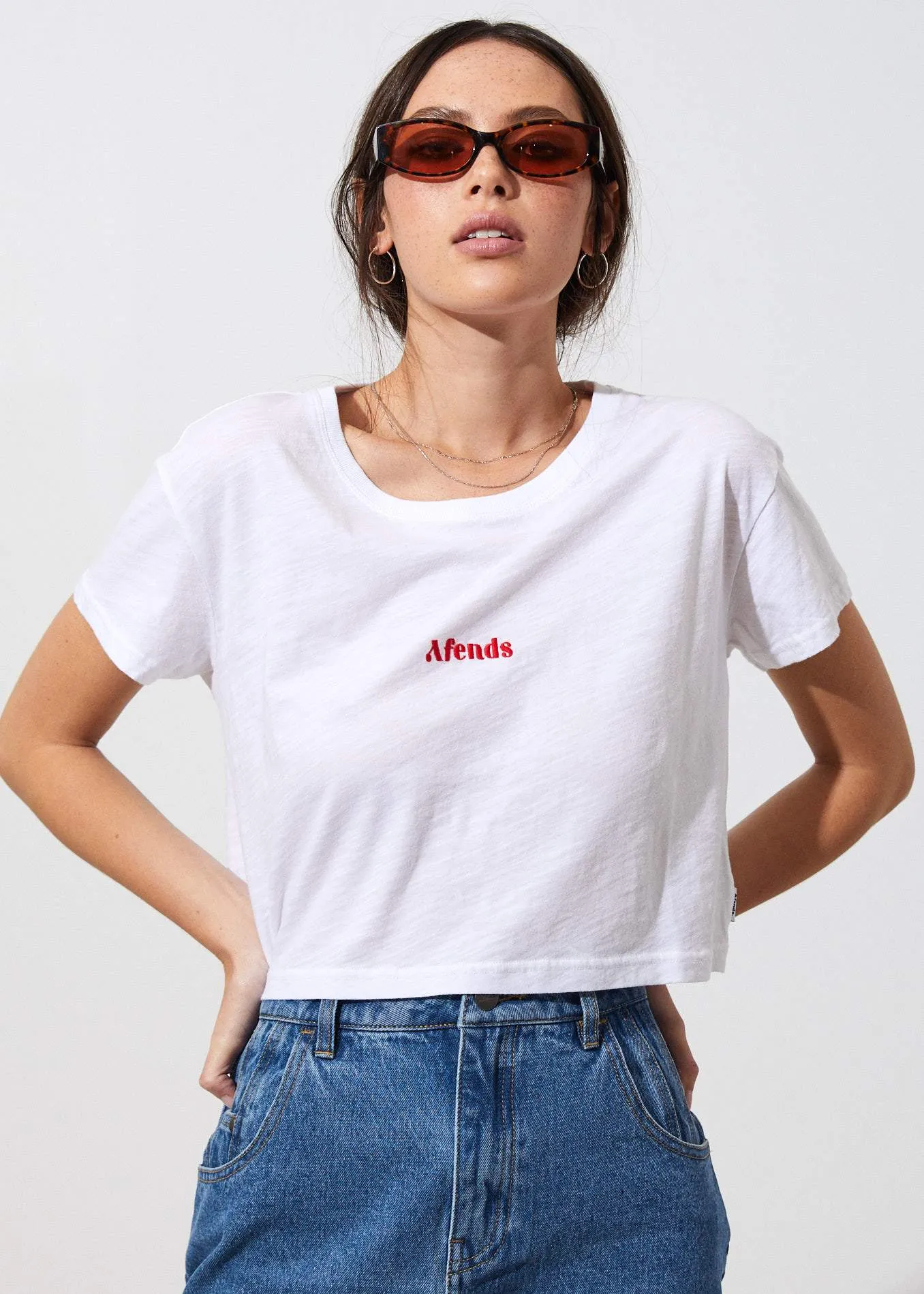 Afends Womens Donna - Wide Neck Cropped Tee - White