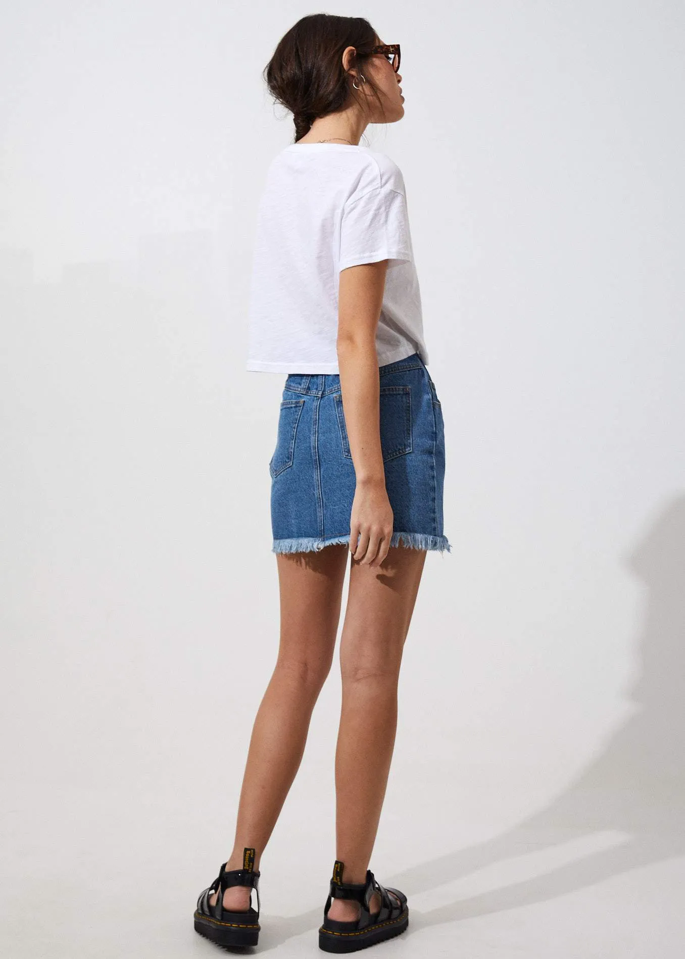 Afends Womens Donna - Wide Neck Cropped Tee - White