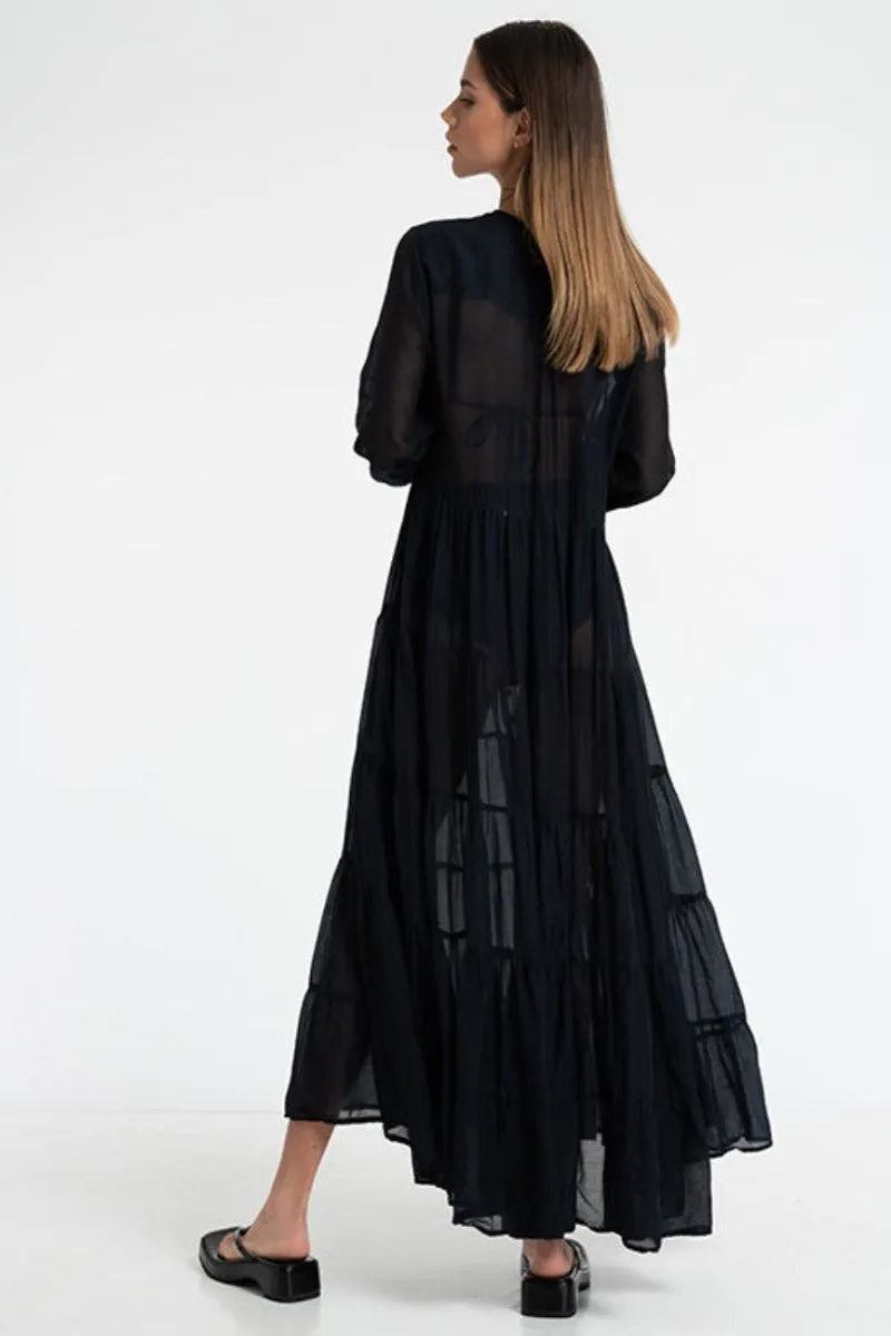 Alice Sheer Maxi Dress - Black