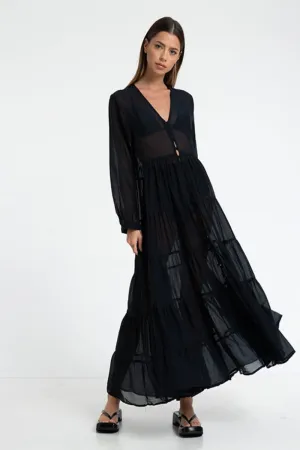 Alice Sheer Maxi Dress - Black