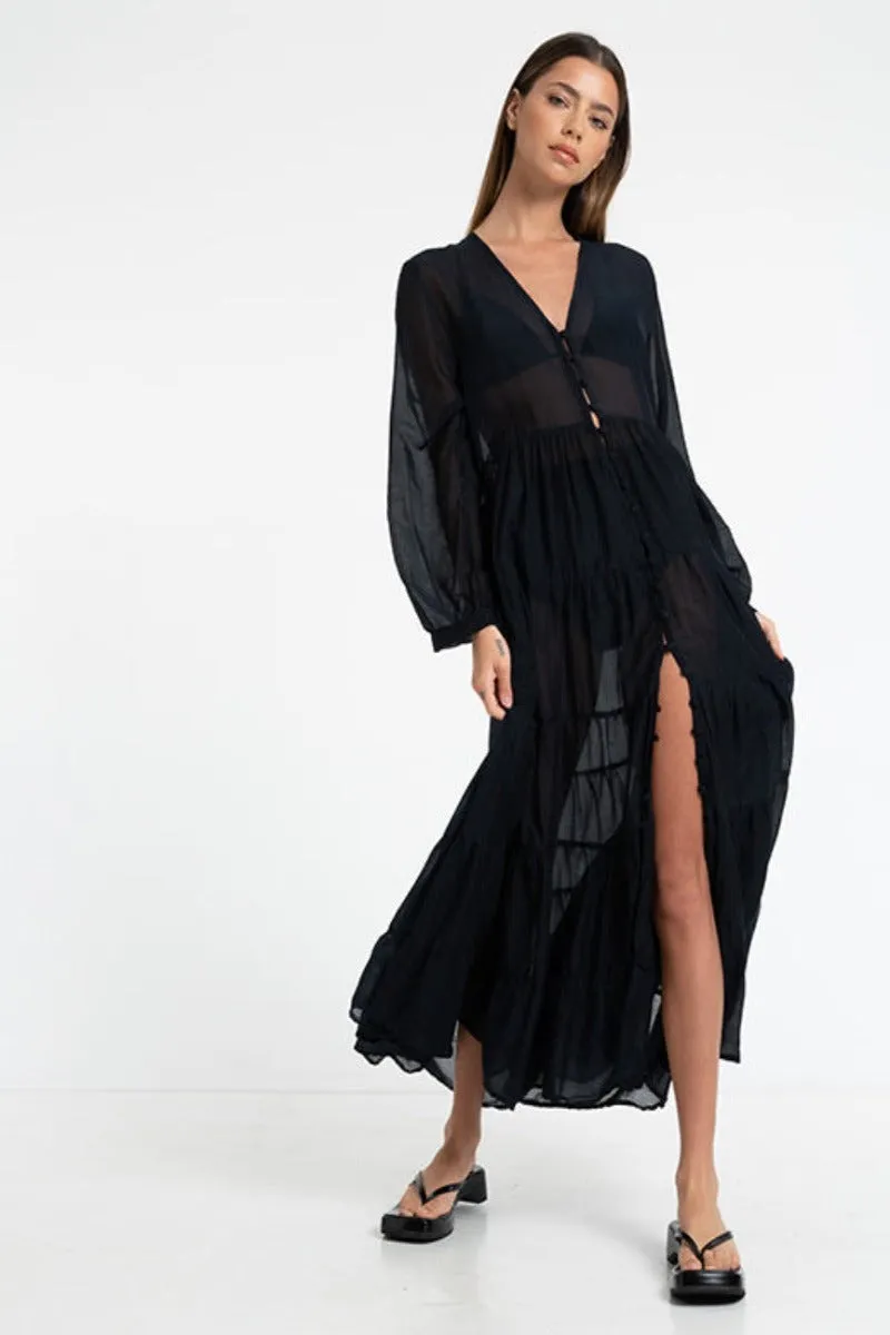 Alice Sheer Maxi Dress - Black