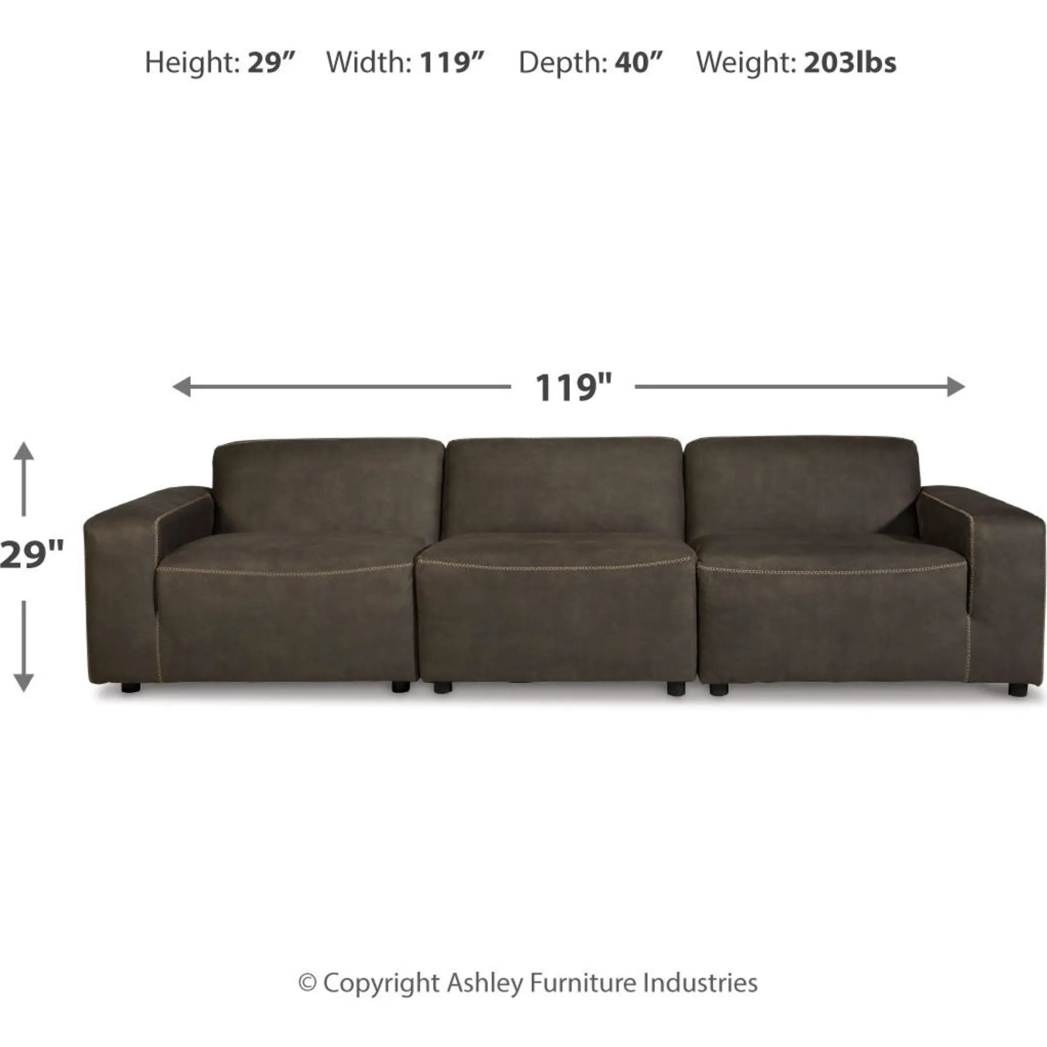 Allena 3 Piece Modular Sectional