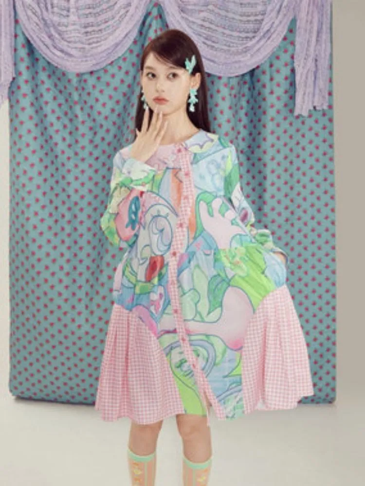 Bear and Rabbit Cute Printed Dress【s0000003297】