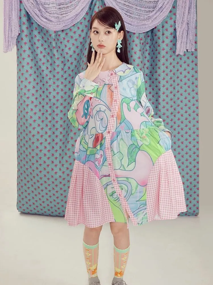 Bear and Rabbit Cute Printed Dress【s0000003297】