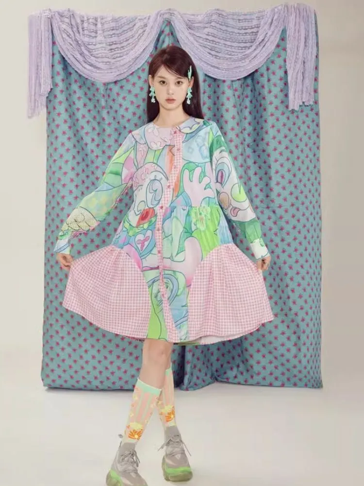 Bear and Rabbit Cute Printed Dress【s0000003297】