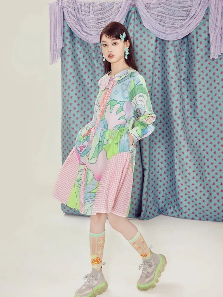 Bear and Rabbit Cute Printed Dress【s0000003297】