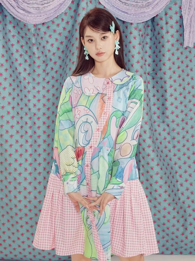 Bear and Rabbit Cute Printed Dress【s0000003297】