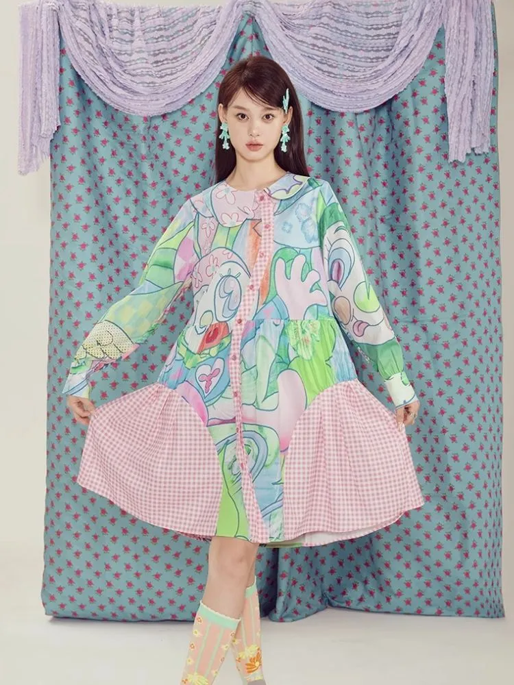 Bear and Rabbit Cute Printed Dress【s0000003297】