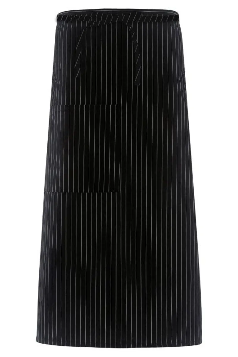 Black & White Pinstripe Bistro Apron (1 Pocket w/ Pencil Divide)