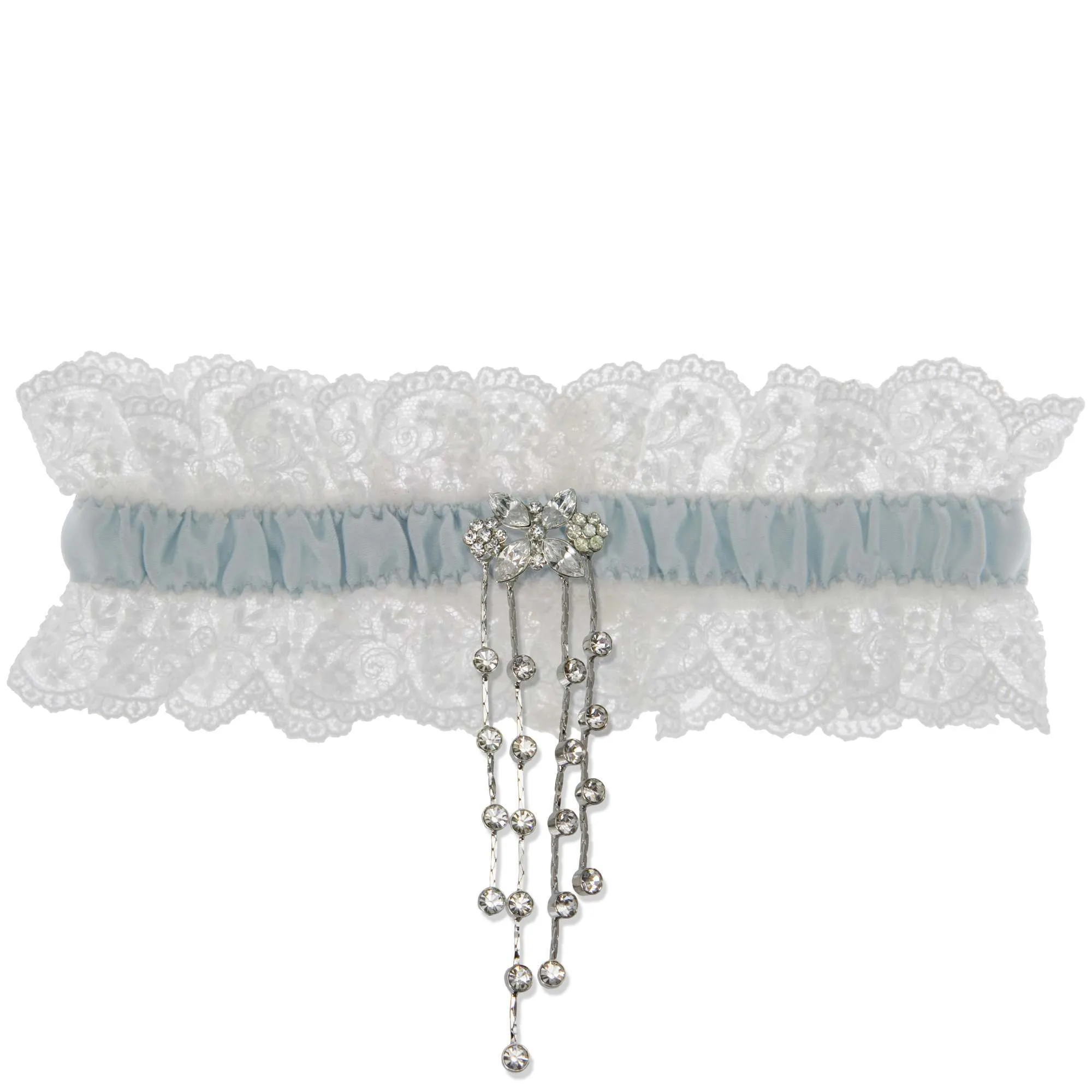 Blue Belle Wedding Garter - White