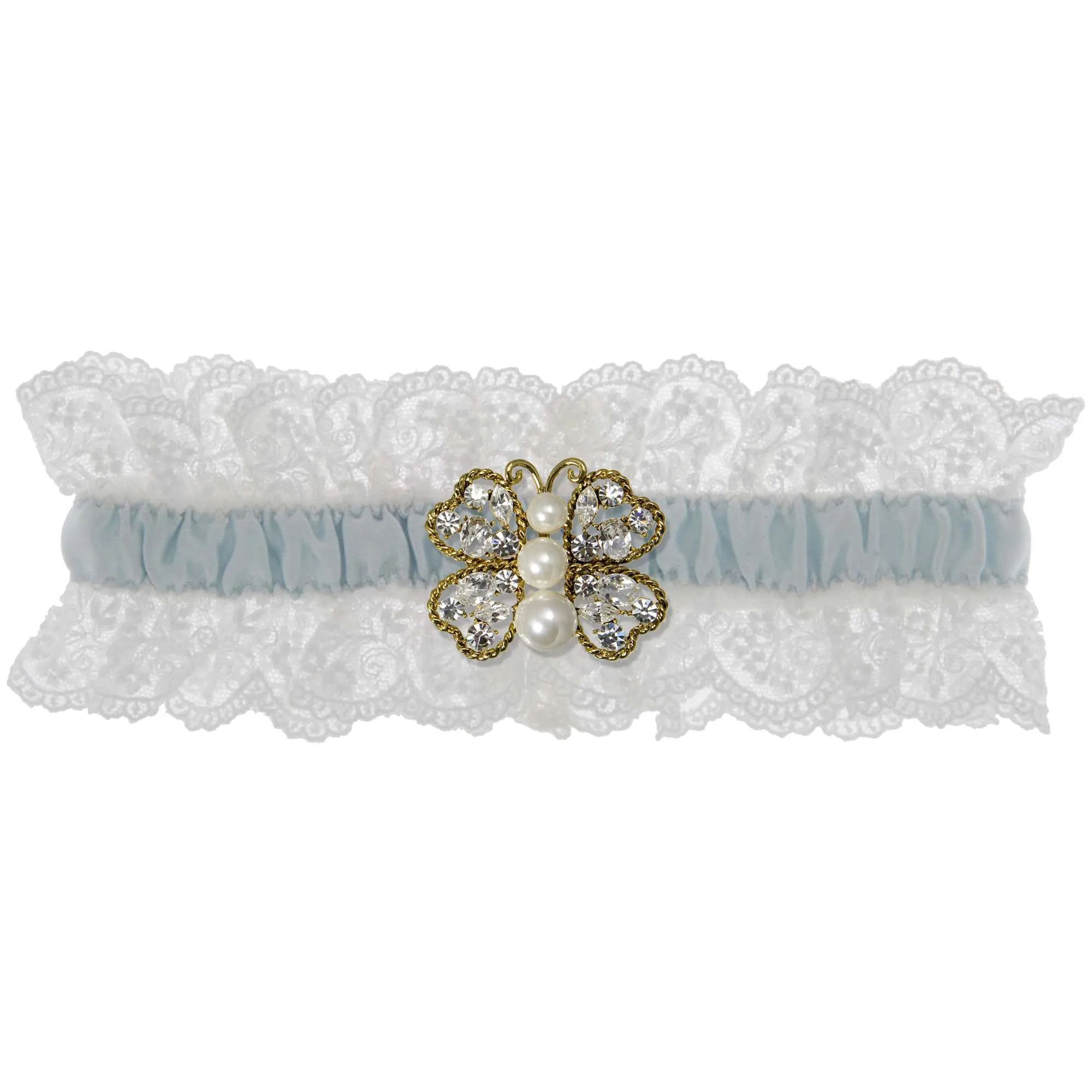 Blue Belle Wedding Garter - White