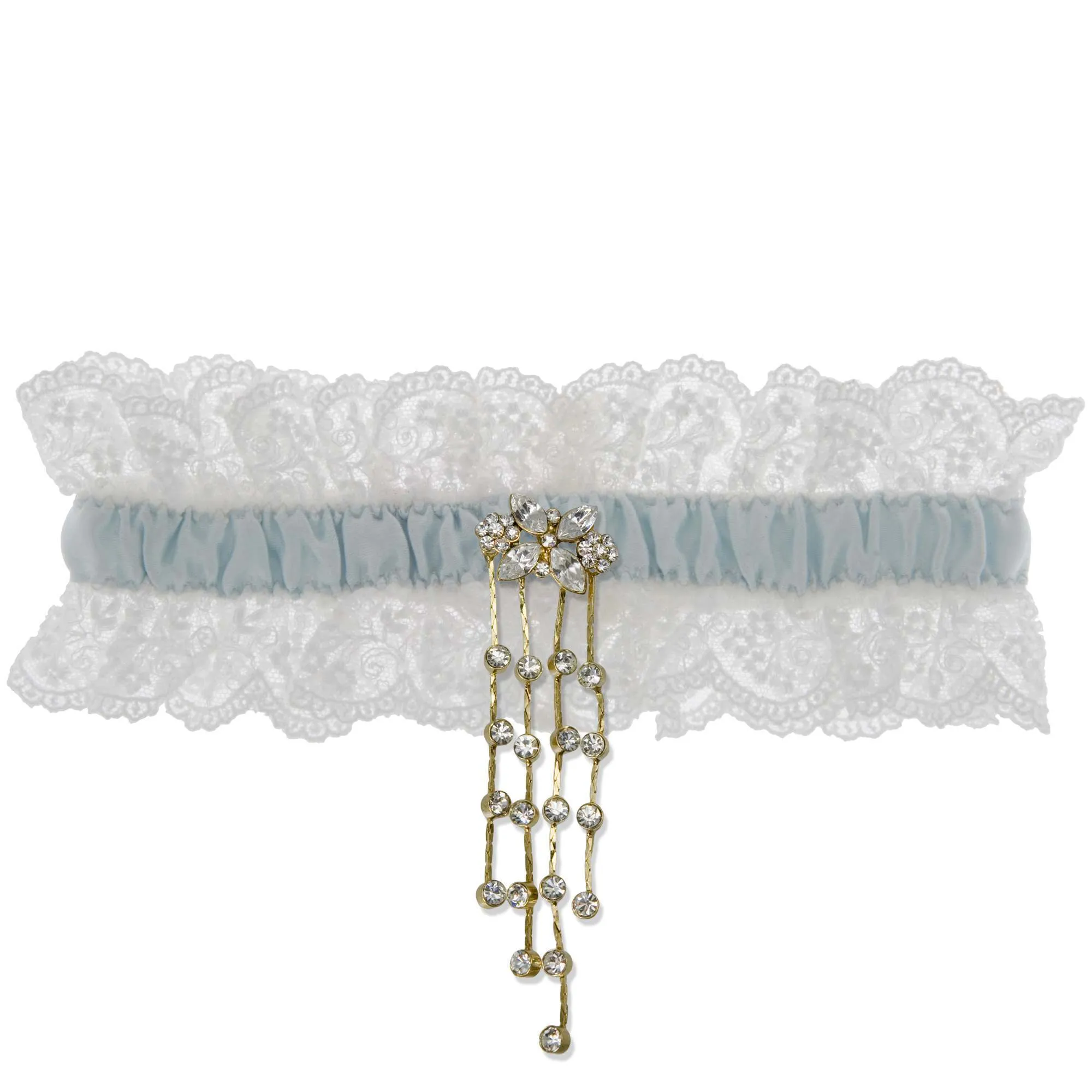 Blue Belle Wedding Garter - White