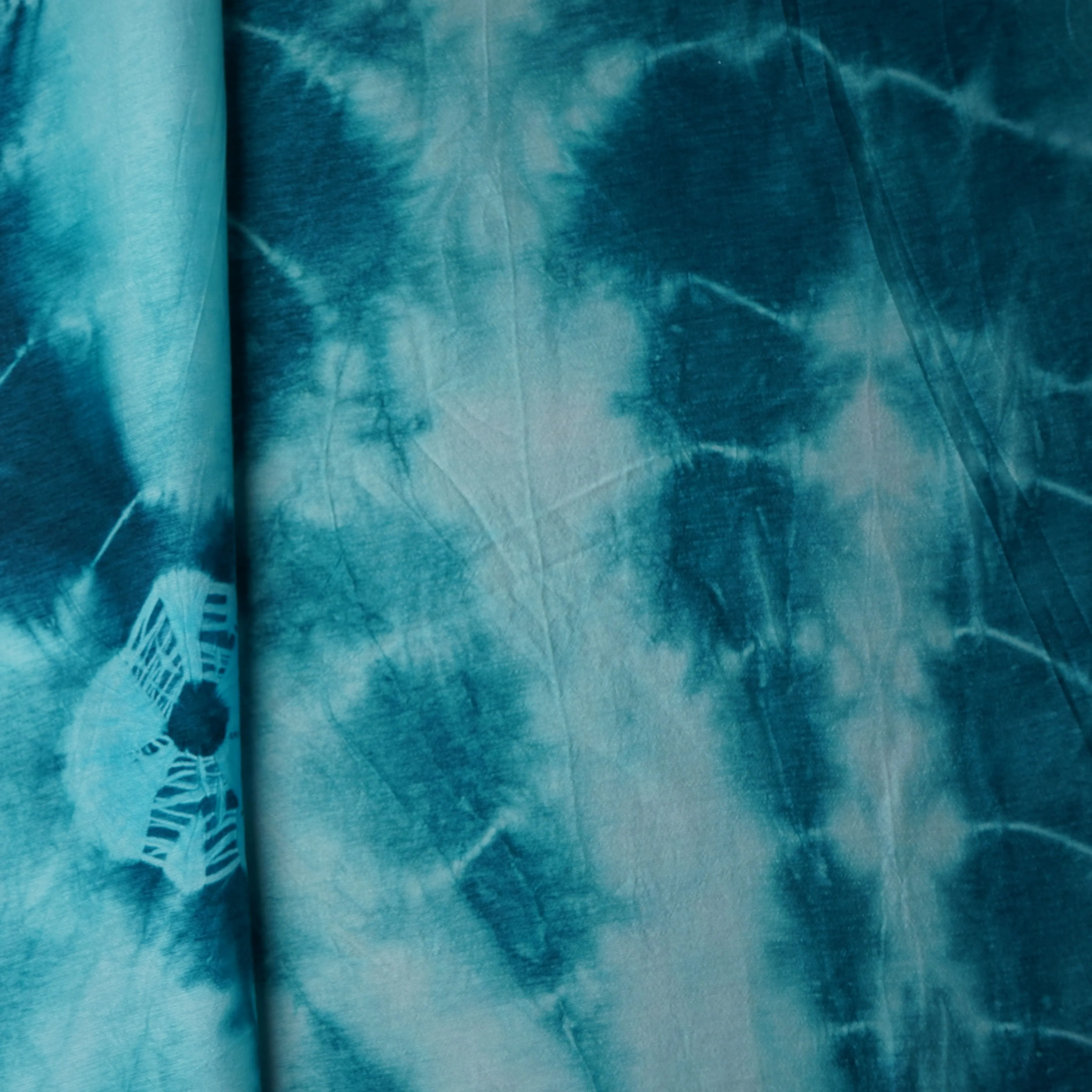 Bottle Green Shibori Print Russian Silk Fabric 20781