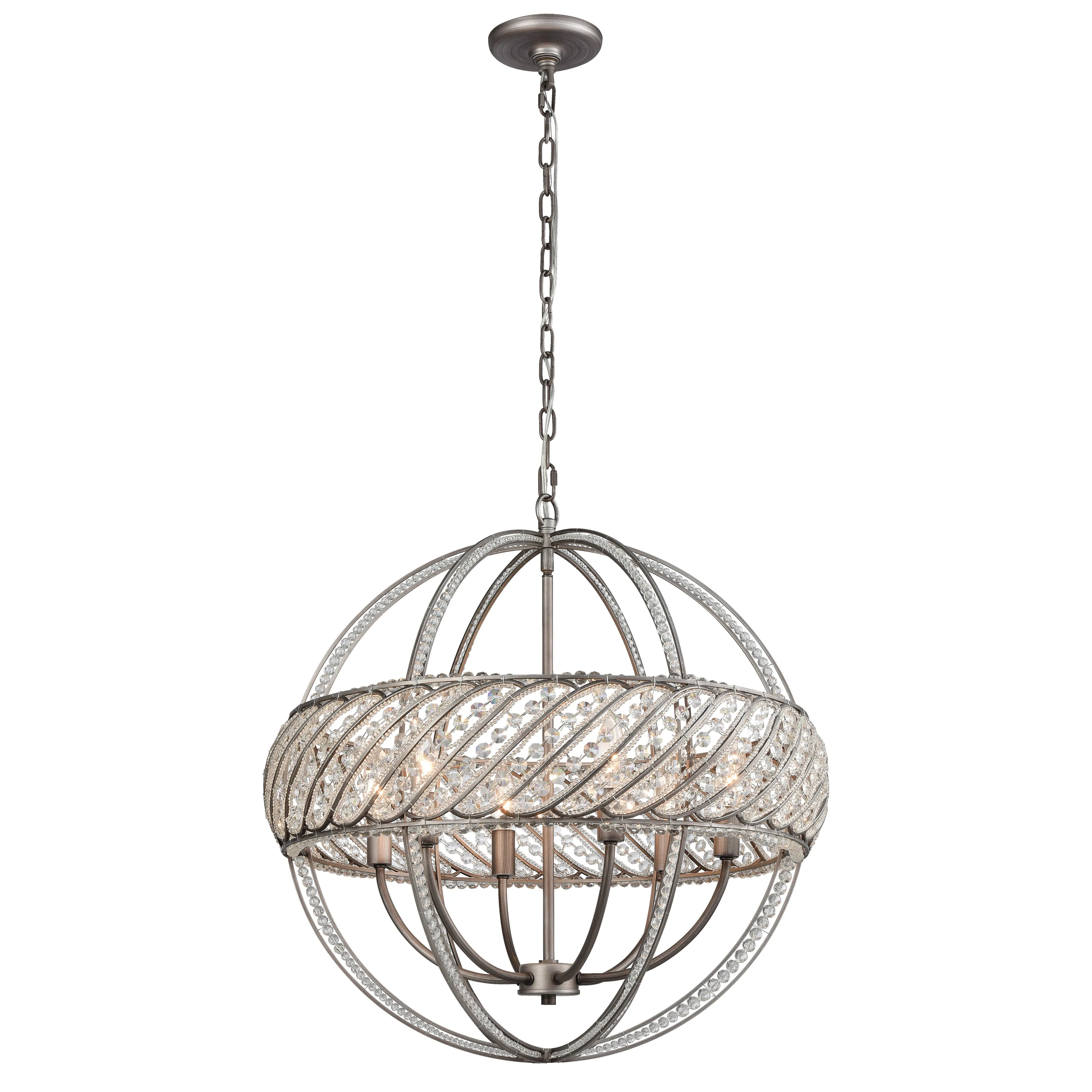 Bradington 23" 6 Light Chandelier in Weathered Zinc