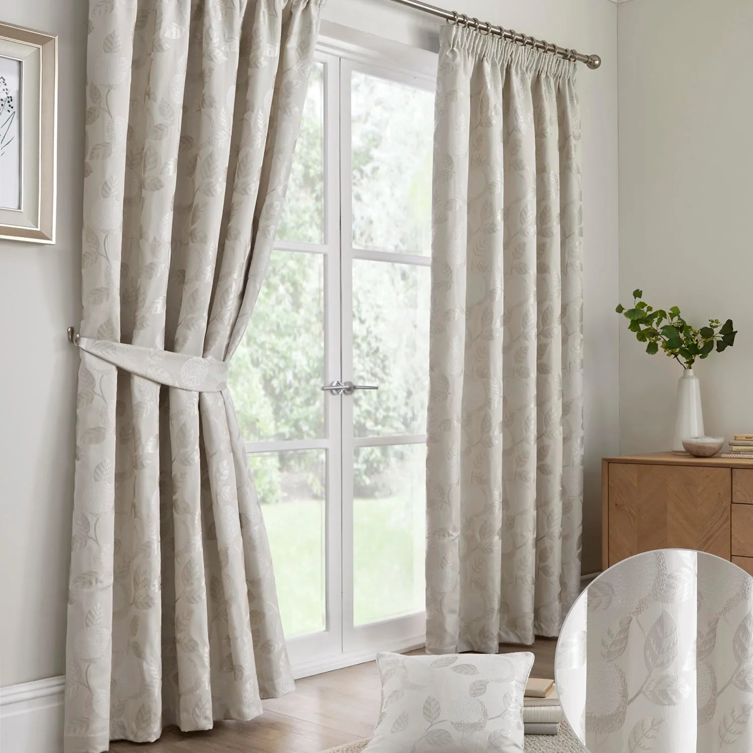 Bramford Natural Fruit Tree Pencil Pleat Curtains