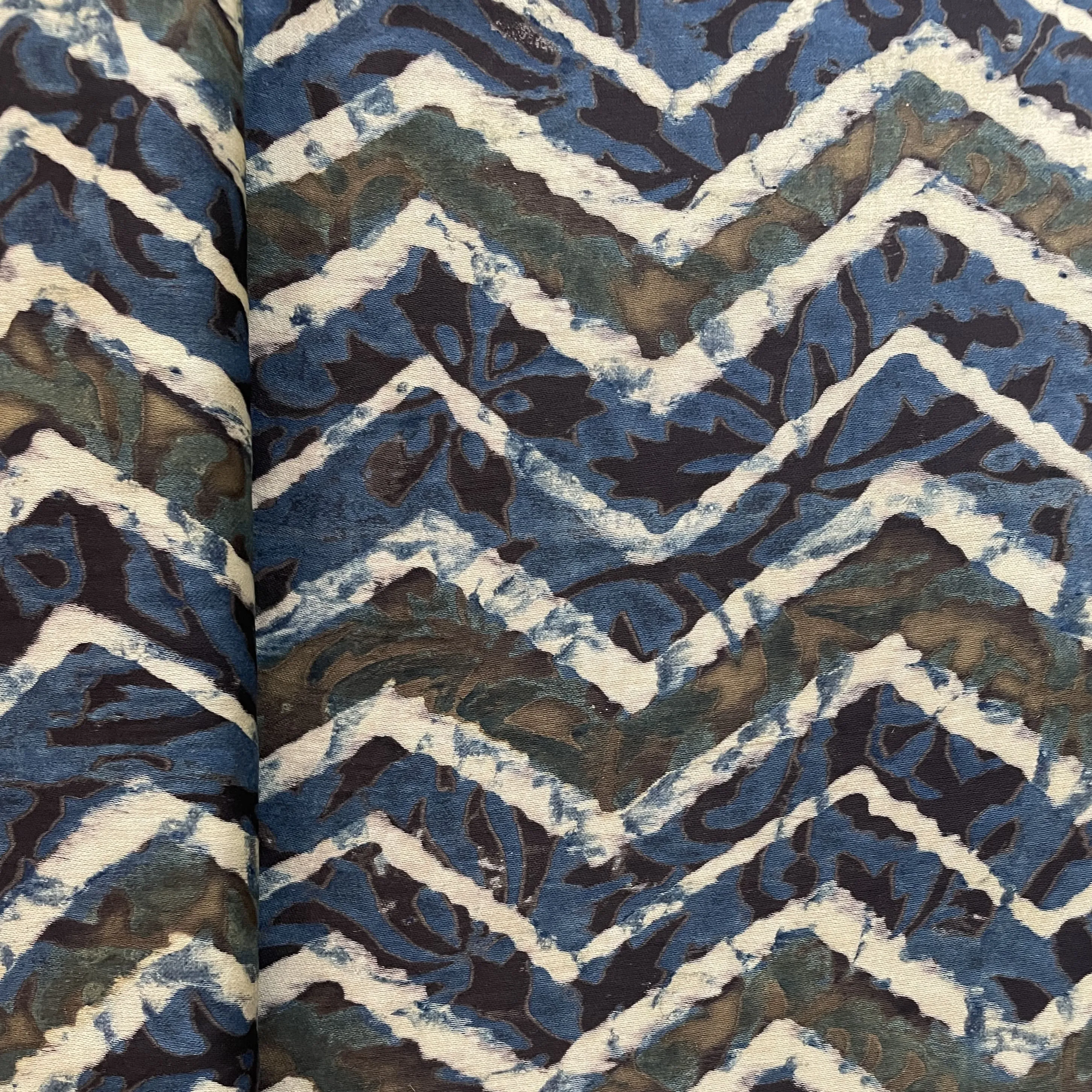 Brown Chevron Print Modal Silk Fabric 19558