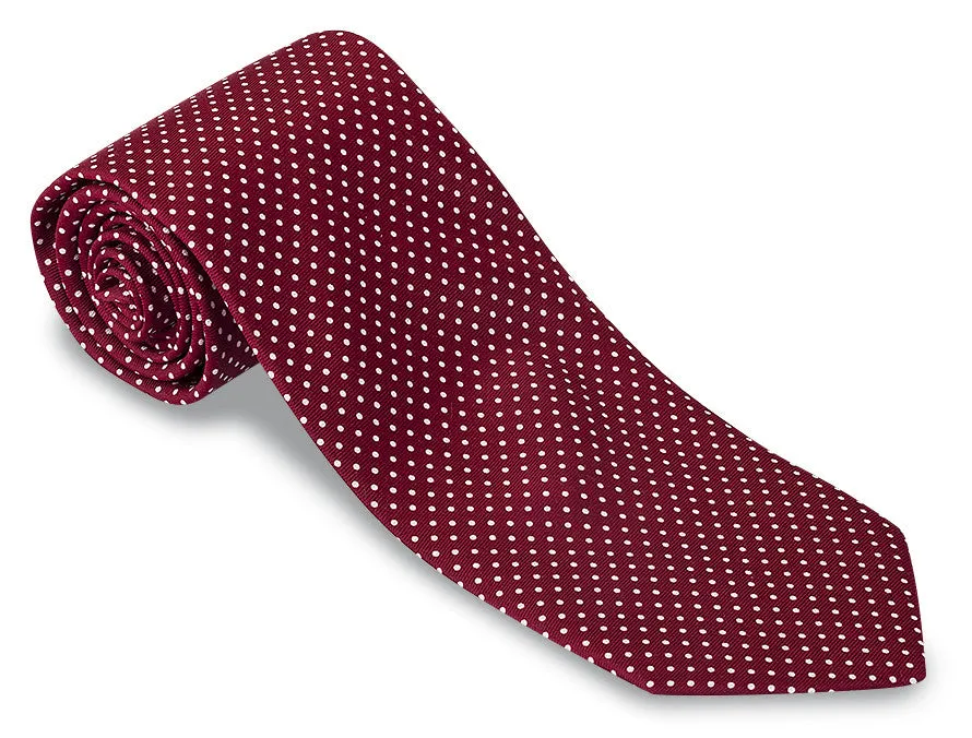 Burgundy/White Halstead Polka Dot Necktie - F3823