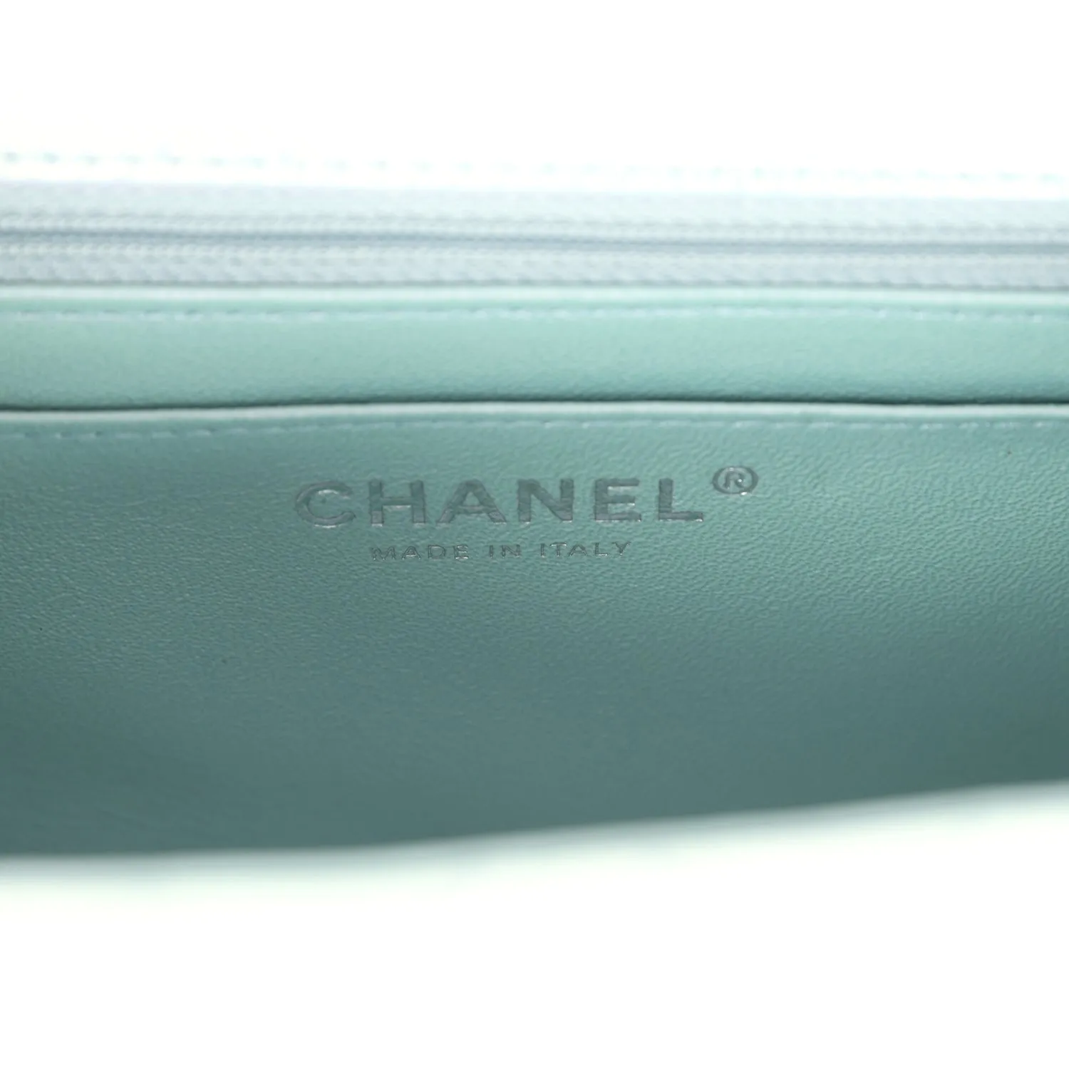 Chanel Mini Classic Square Flap Bag Blue Iridescent Calfskin Silver Hardware