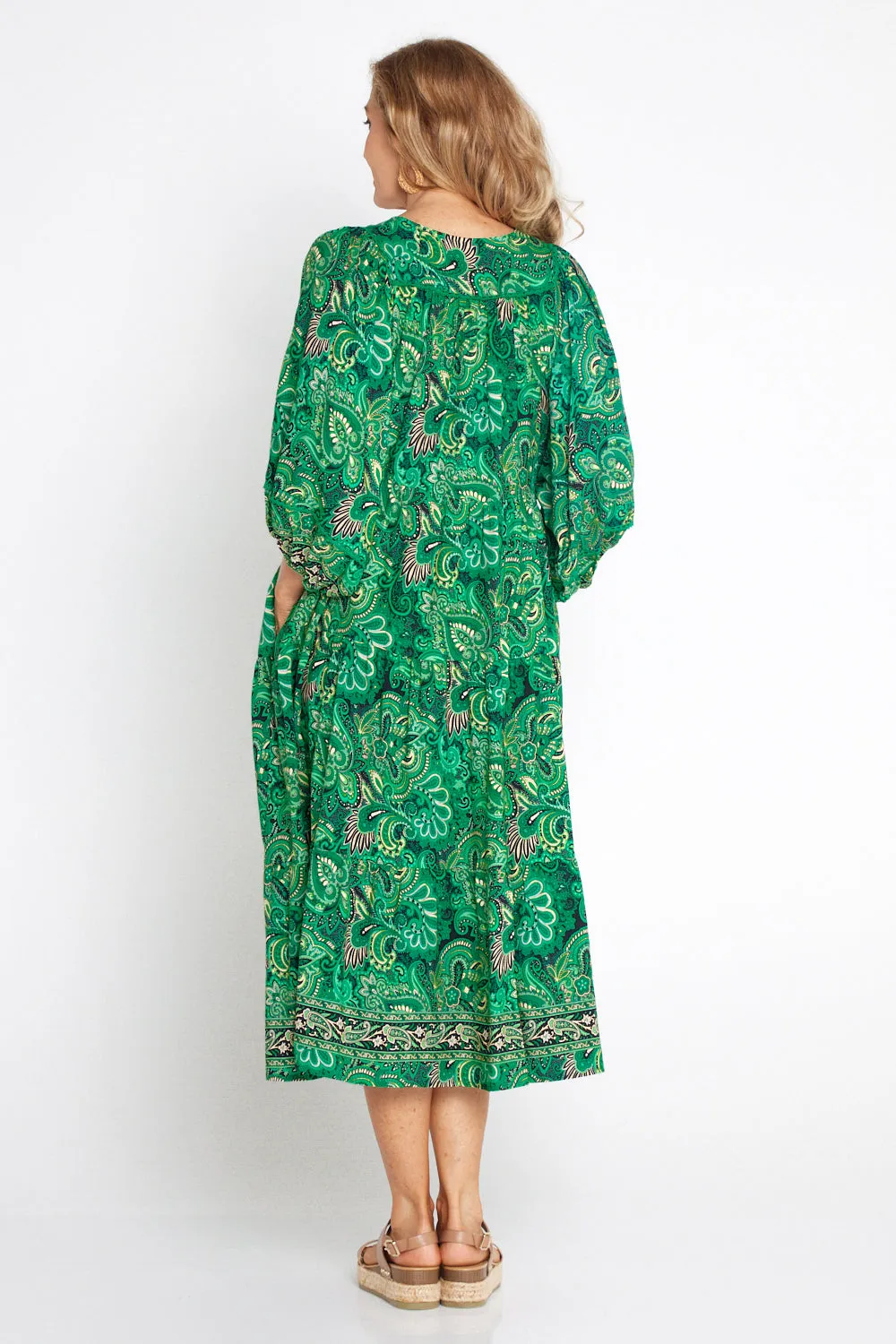 Charmaine Dress - Emerald Paisley