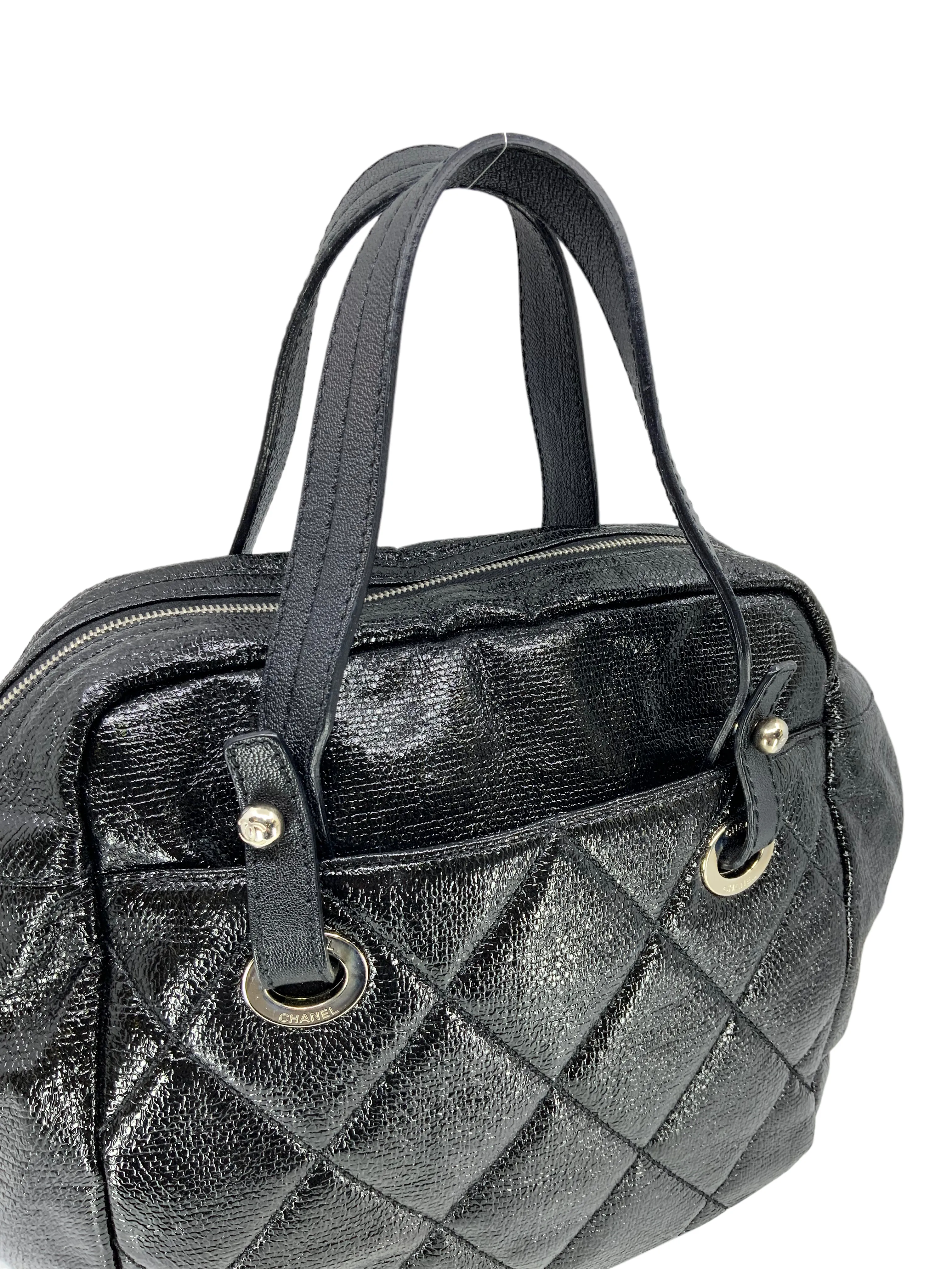 CL Quilted Coated Leather Large Bowling Bag