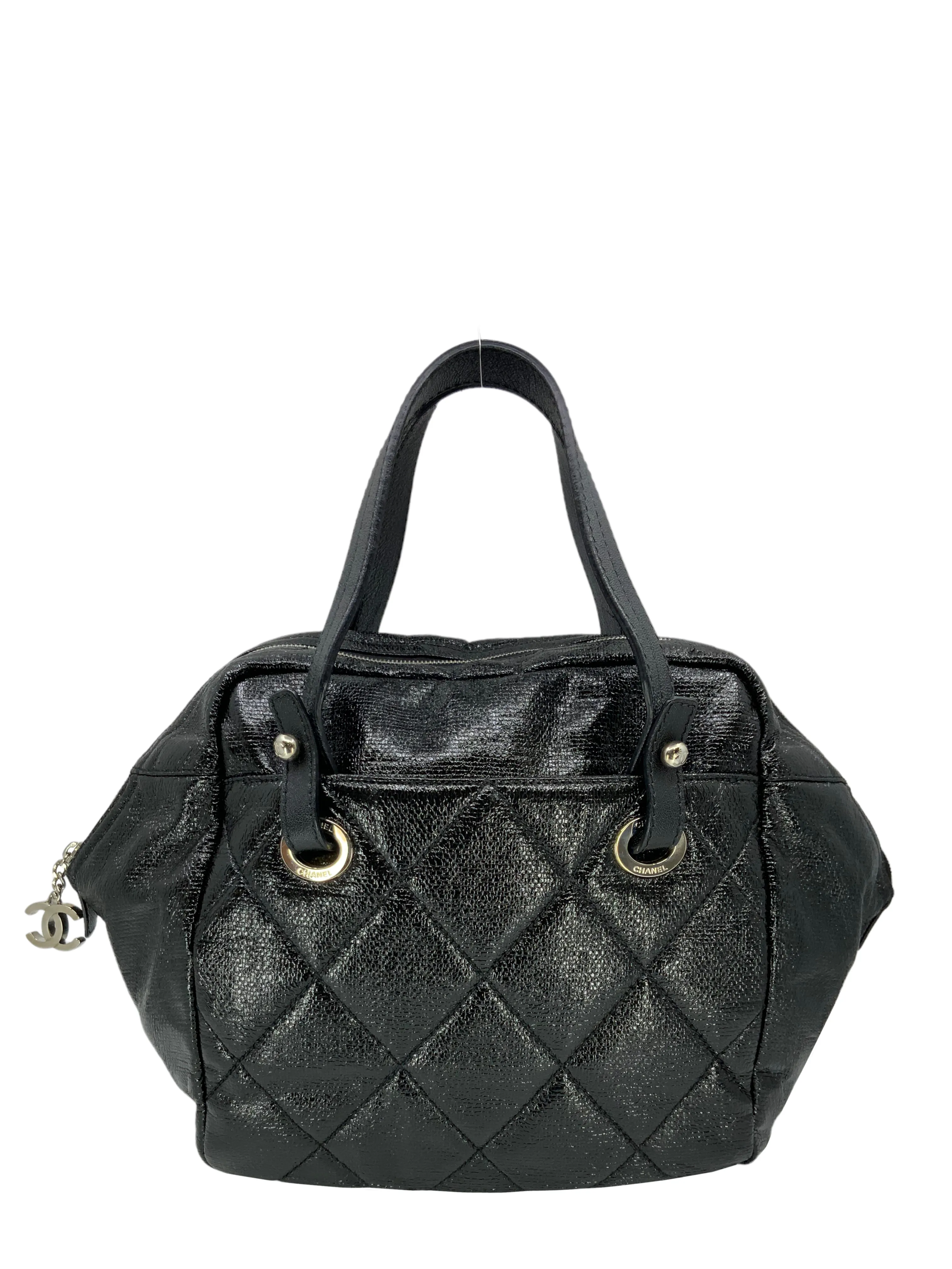 CL Quilted Coated Leather Large Bowling Bag