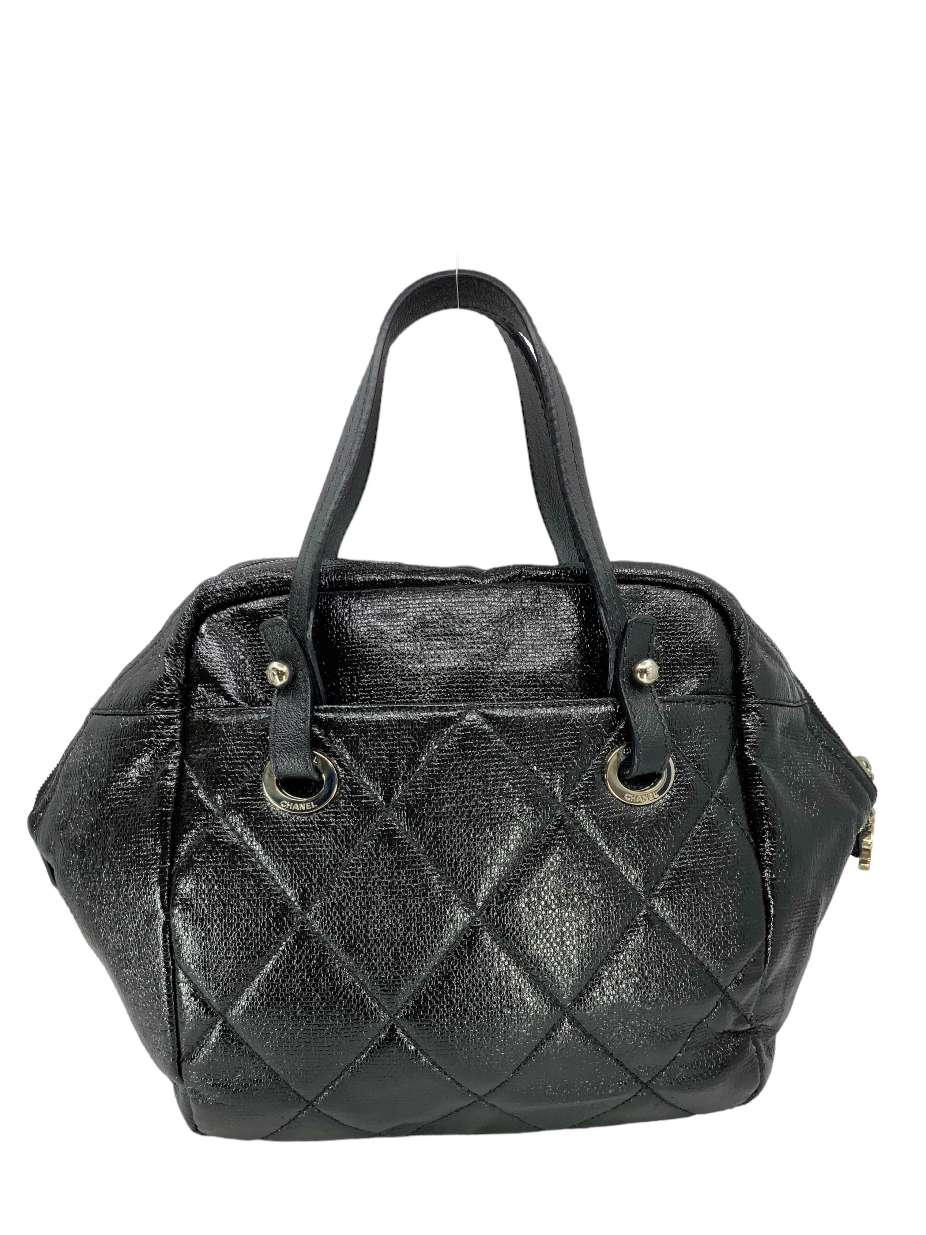 CL Quilted Coated Leather Large Bowling Bag