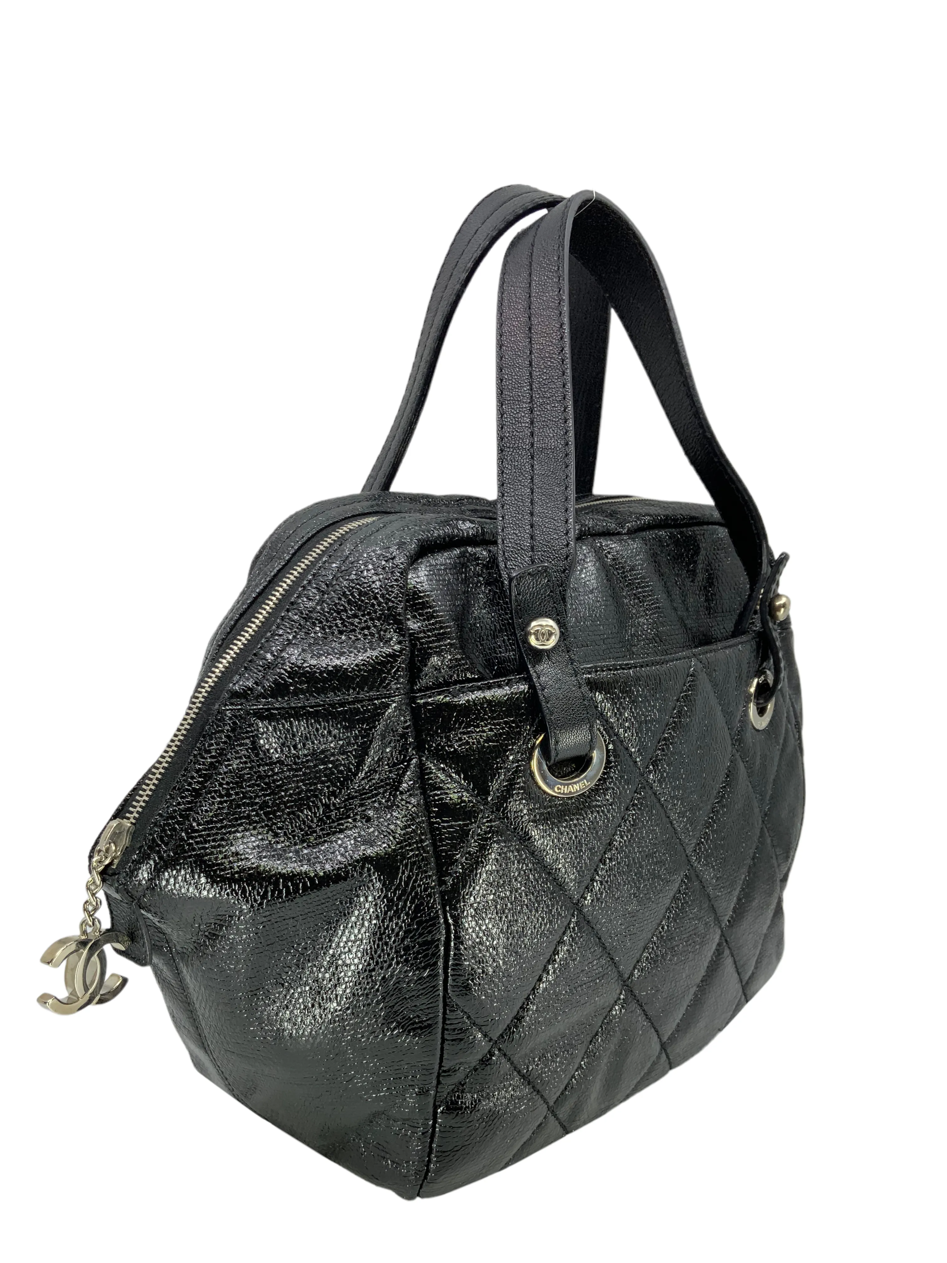 CL Quilted Coated Leather Large Bowling Bag