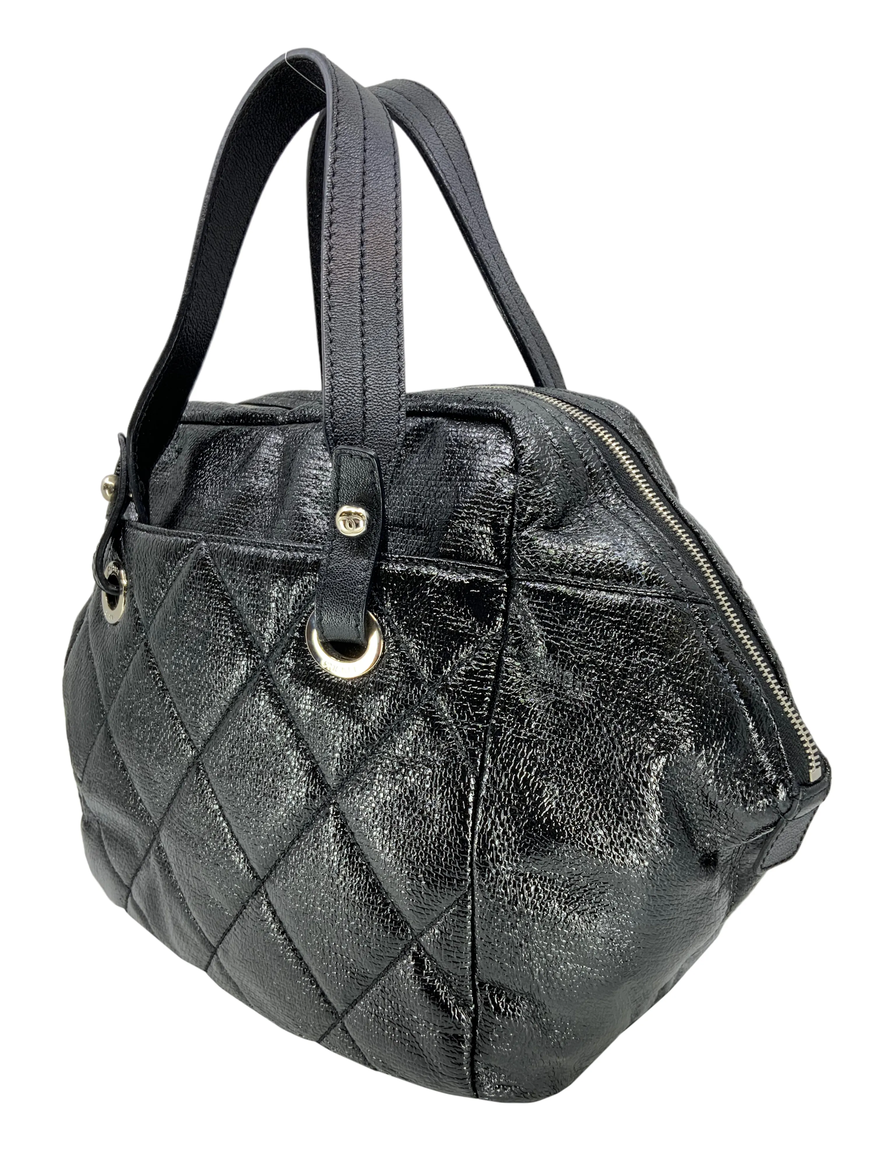 CL Quilted Coated Leather Large Bowling Bag