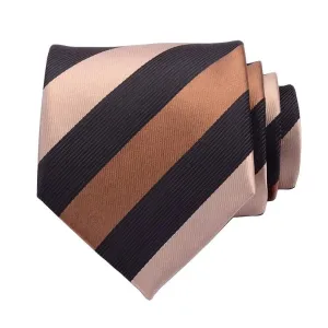 Classy Men Black & Gold Striped Silk Necktie