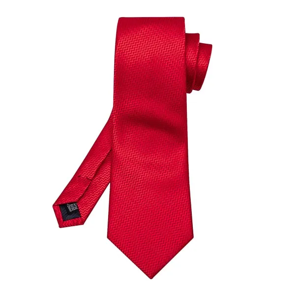 Classy Men Bright Red Silk Necktie