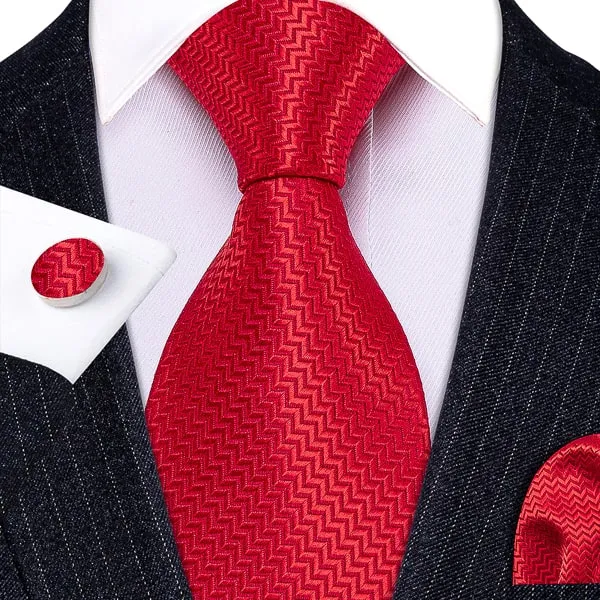 Classy Men Bright Red Silk Necktie