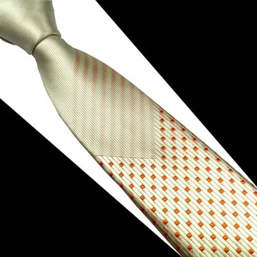 Classy Men Champagne Dotted Luxury Silk Narrow Tie