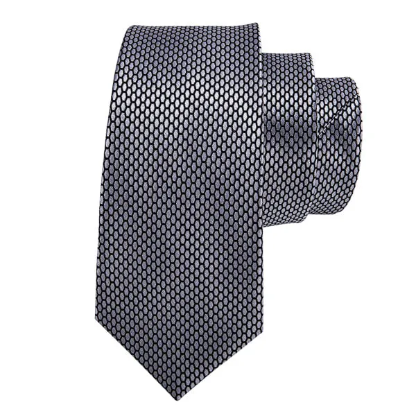 Classy Men Grey Hexagon Silk Necktie