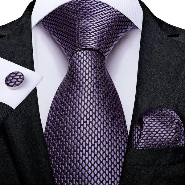 Classy Men Lilac Hexagon Silk Necktie