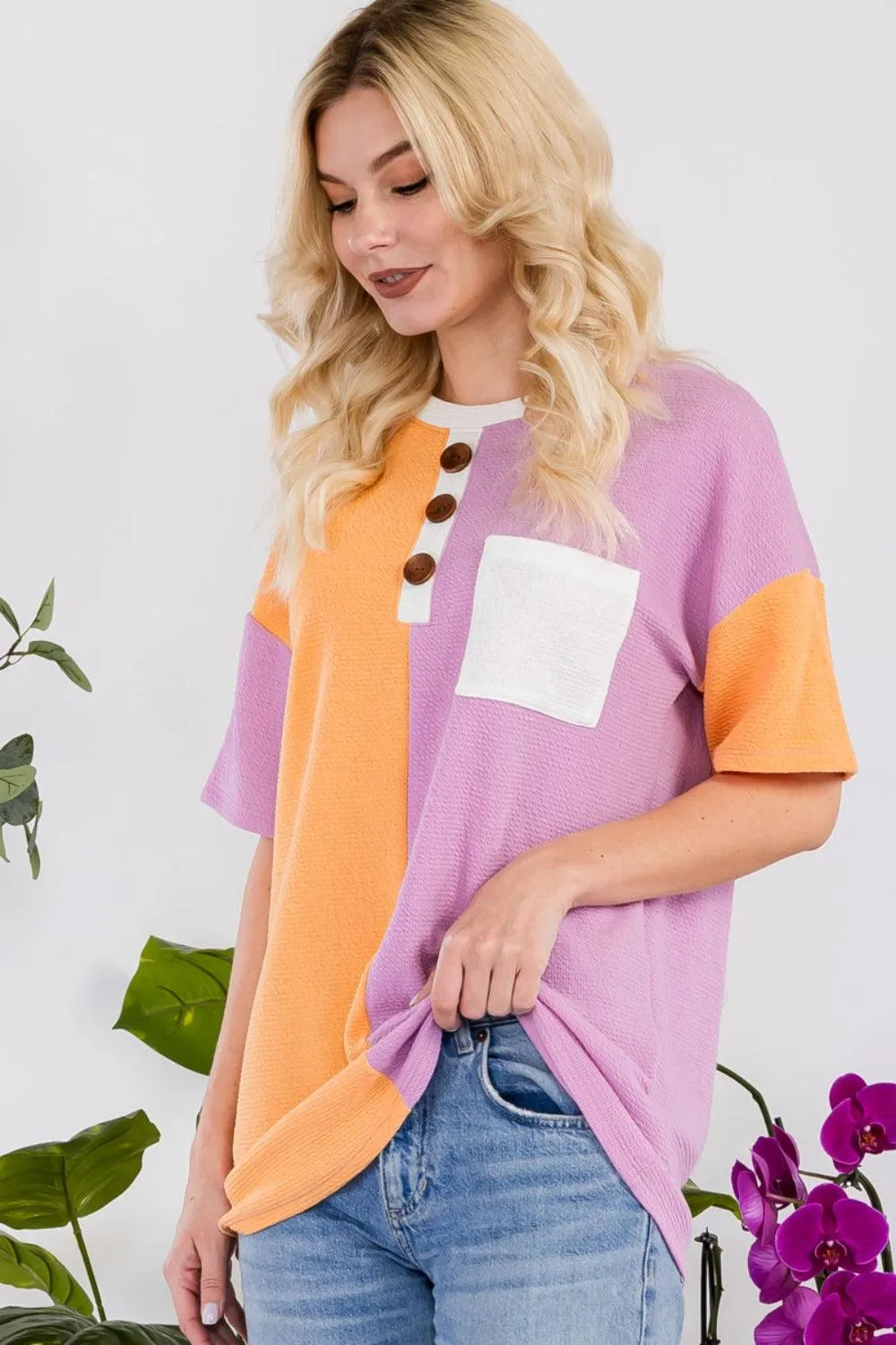 Color Block Short Sleeve Top