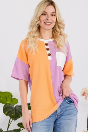 Color Block Short Sleeve Top