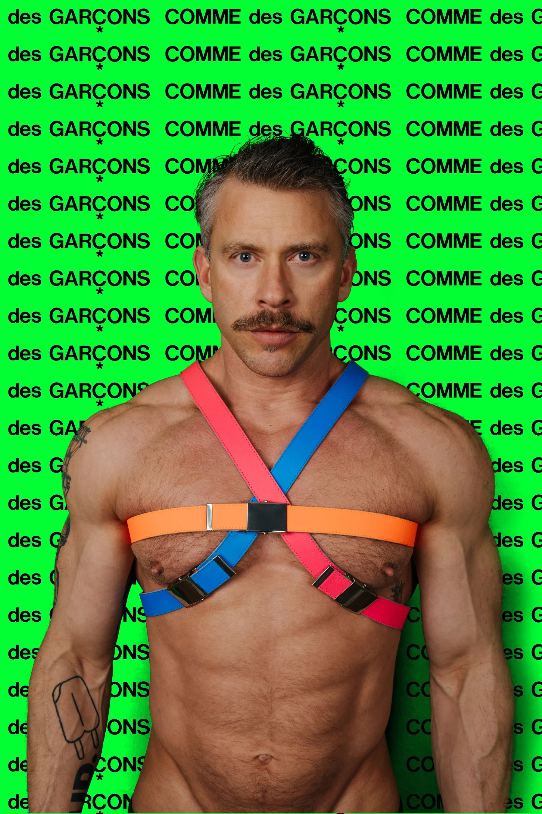 Comme des Garçons Blue Leather Fluo Line G Belt