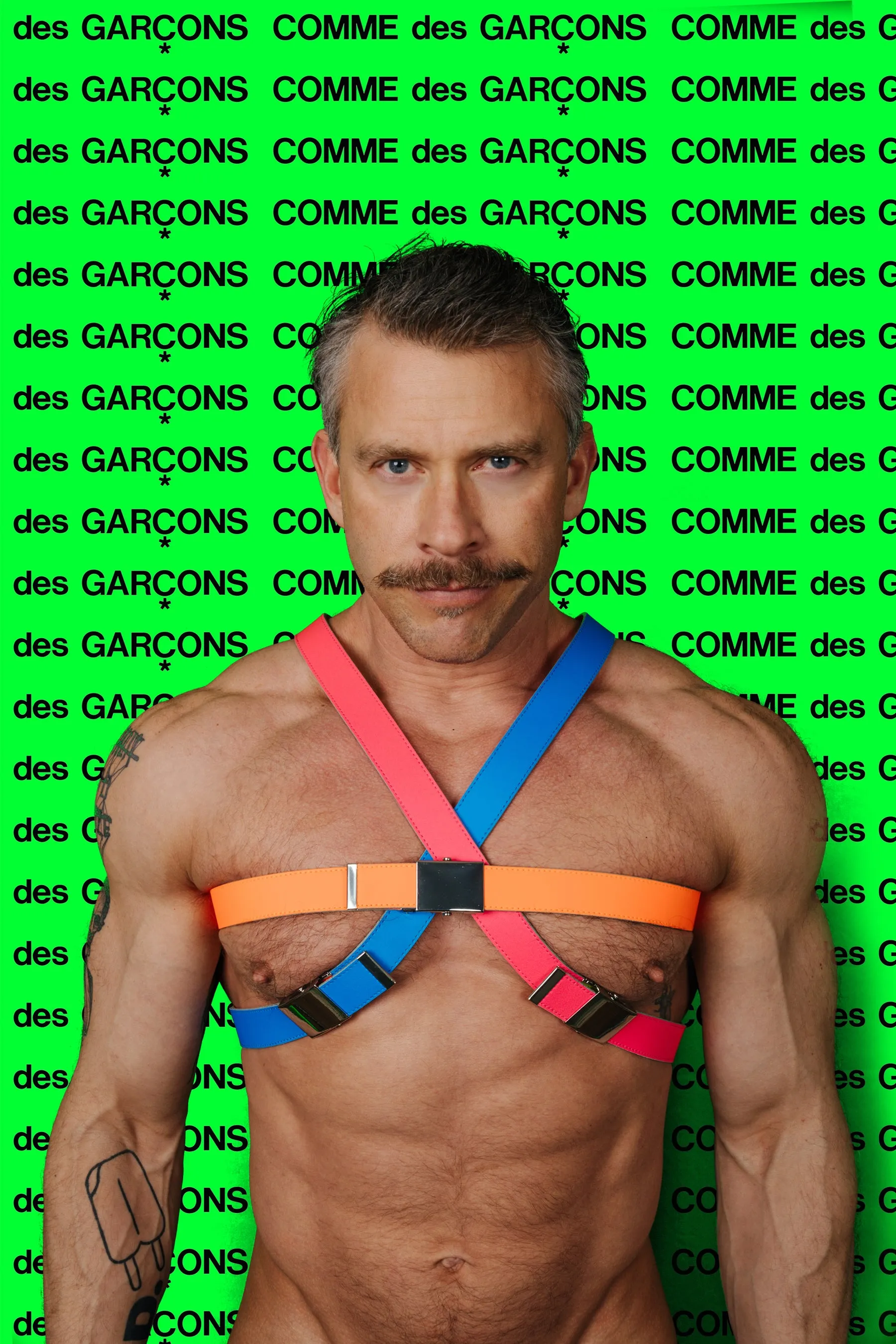 Comme des Garçons Blue Leather Fluo Line G Belt