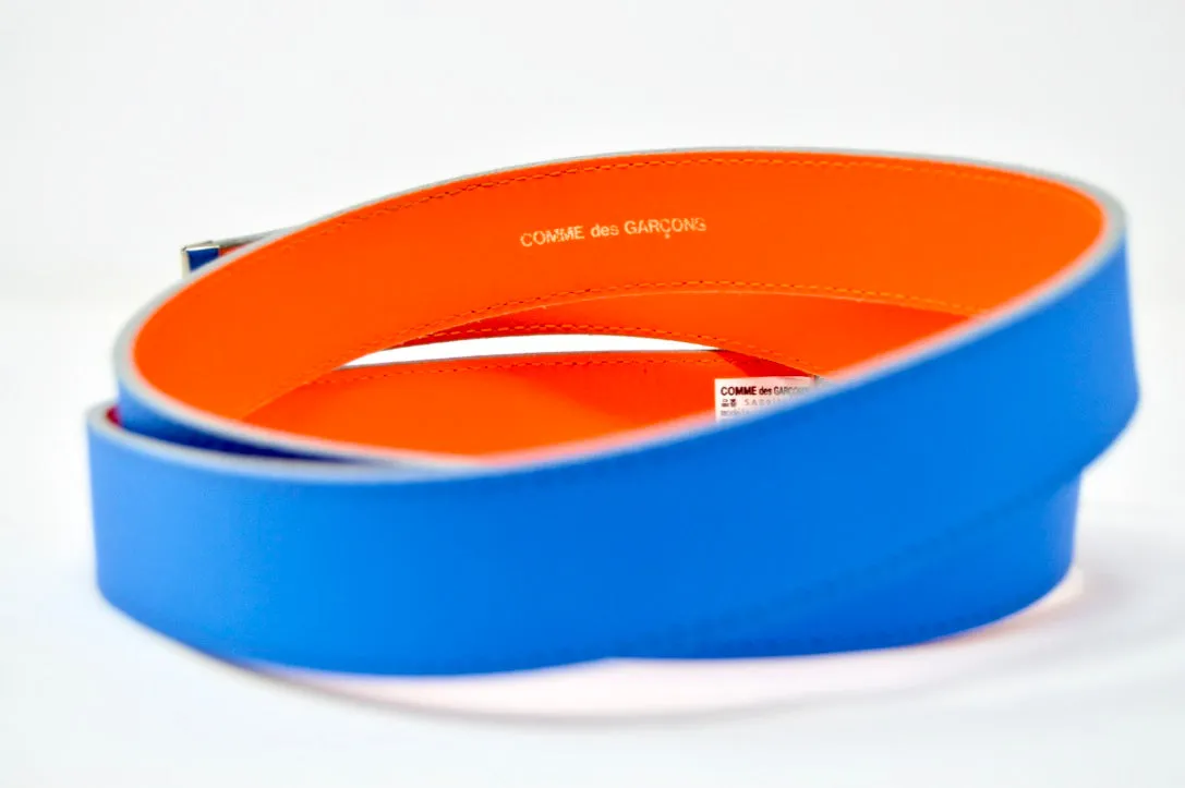 Comme des Garçons Blue Leather Fluo Line G Belt