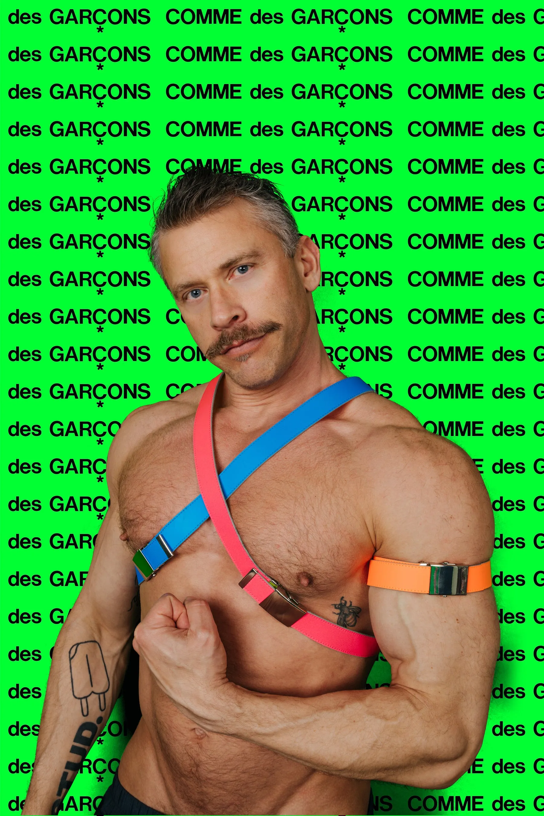 Comme des Garçons Blue Leather Fluo Line G Belt