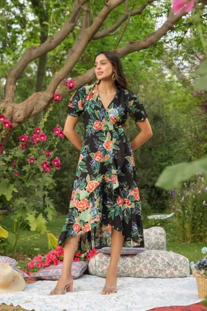 Contraste Floral Cotton Dress