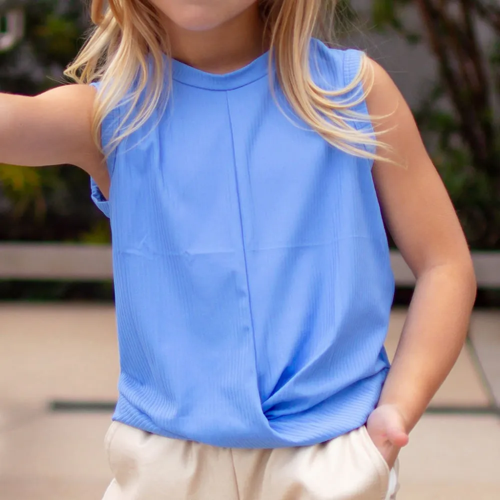 Crop Knot Tank - French Blue